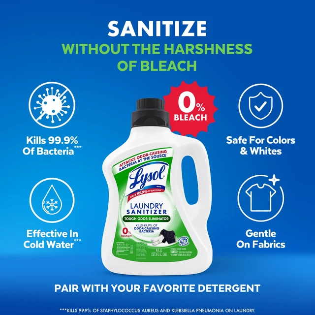 Alt view image 3 of 5 - Lysol Tough Odor Eliminator Laundry Sanitizer Additive, 90fl oz, Sanitizing Liquid for Gym Clothes and Activewear