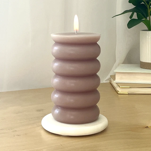 Alt view image 6 of 7 - Mainstays Single Wick Bubble Pillar Candle, 3in x 5in, Unscented, Taupe