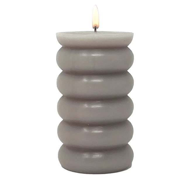 Alt view image 5 of 7 - Mainstays Single Wick Bubble Pillar Candle, 3in x 5in, Unscented, Taupe