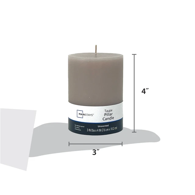 Alt view image 7 of 7 - Mainstays Single Wick 3in x 4in Pillar Candle, Unscented, Taupe