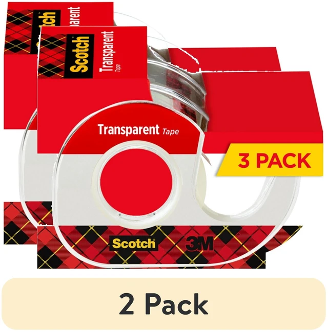 Main image of Scotch Transparent Tape Dispenser Tape (2 Pack, 3 Dispensers) - 3/4in x 300in, Clear