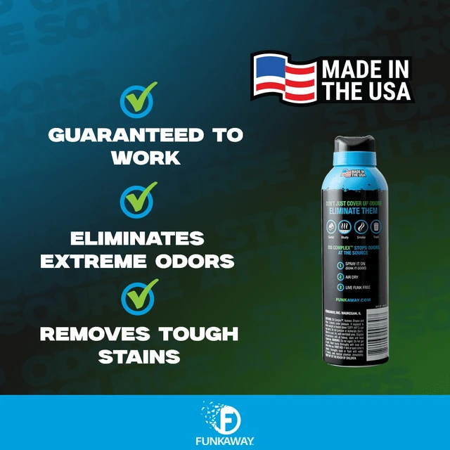 Alt view image 3 of 6 - FunkAway Odor Eliminator Air Freshener, Extreme Deodorizer, Removes Shoe, Pet, Sweat, Smoke & Mildew Smells, Aerosol Spray, 8oz