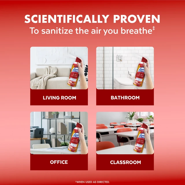 Alt view image 5 of 6 - Lysol Air Sanitizer Spray 10oz, Apple Cinnamon Scent, Bacterial Odor Elimination