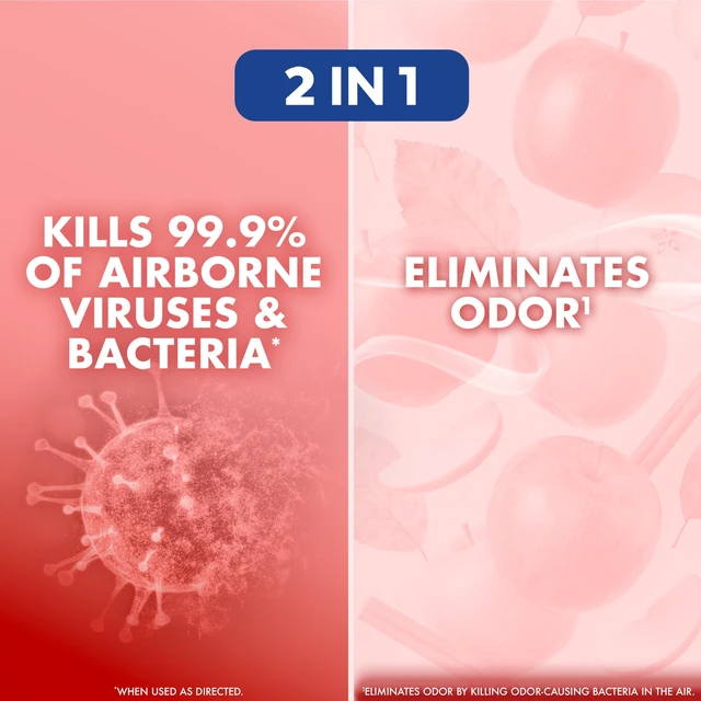 Alt view image 6 of 6 - Lysol Air Sanitizer Spray 10oz, Apple Cinnamon Scent, Bacterial Odor Elimination
