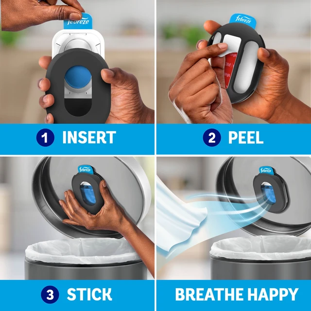 Alt view image 4 of 6 - Febreze Trash Odor Fighter, Linen & Sky Scent, 1 Holder + 1 Refill