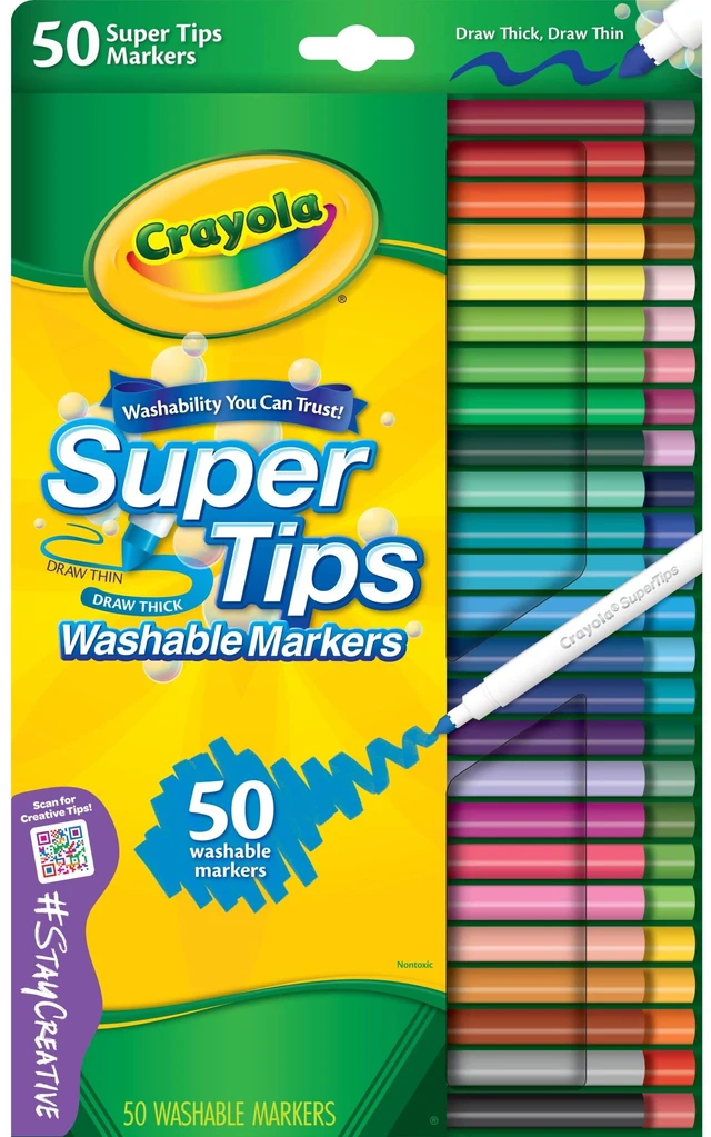 Main image of Crayola Super Tips Washable Markers, 50 Count, Ages 3+