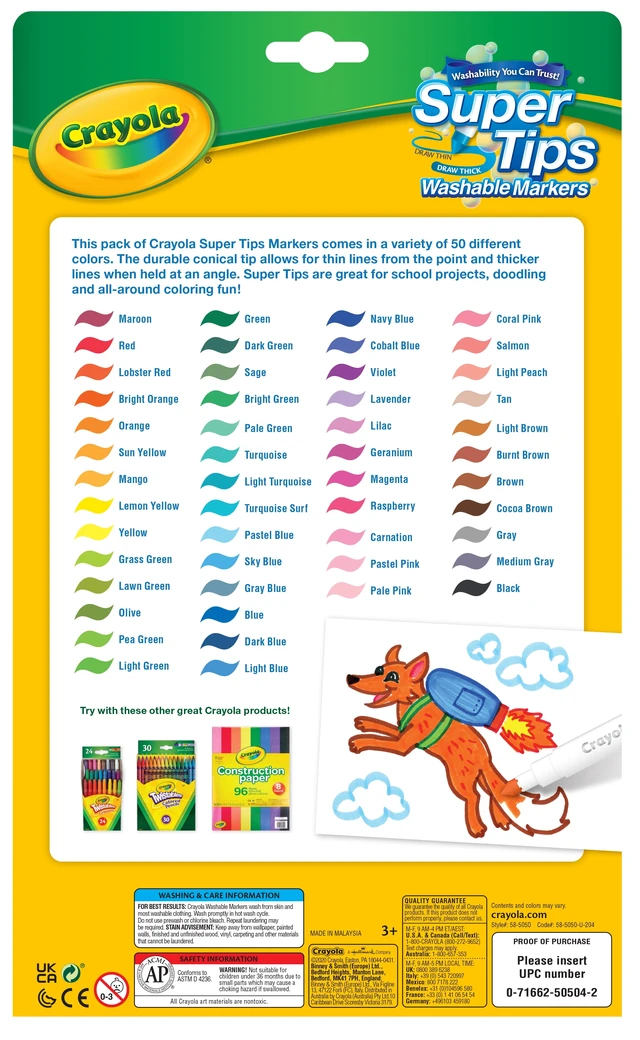 Alt view image 6 of 6 - Crayola Super Tips Washable Markers, 50 Count, Ages 3+