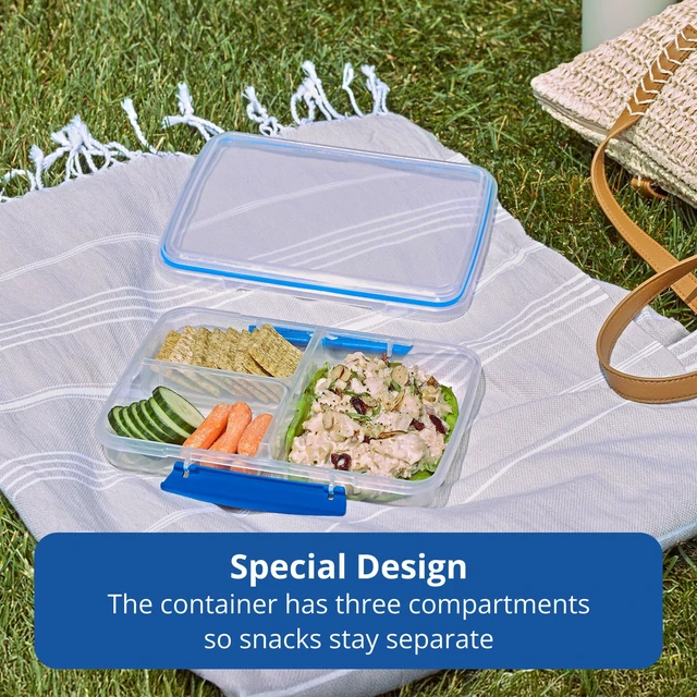 Alt view image 3 of 6 - Rubbermaid Pack & Go 3.43cups/0.87quarts Large Divided Snack Container, Four-Compartment Design