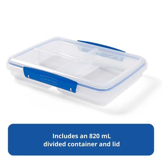 Alt view image 5 of 6 - Rubbermaid Pack & Go 3.43cups/0.87quarts Large Divided Snack Container, Four-Compartment Design