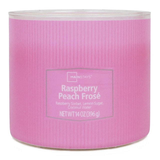 Alt view image 4 of 6 - Mainstays 3-Wick Raspberry Peach Frose Candle with Textured Wrap, 14 oz