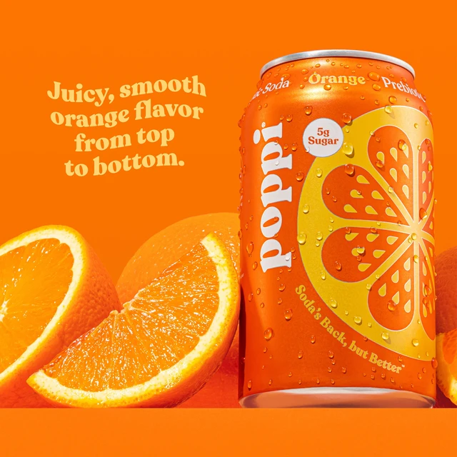 Alt view image 4 of 6 - Poppi Orange Prebiotic Soda, 4 Pack Cans, 12 fl oz