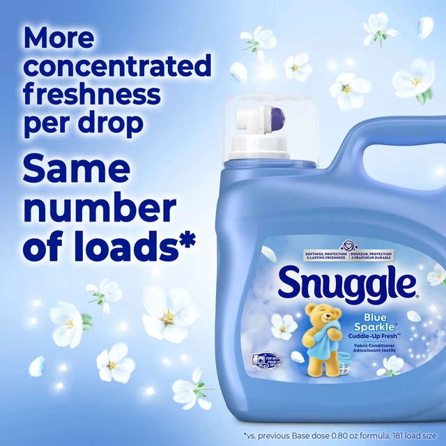 Alt view image 5 of 5 - Snuggle Cuddle-Up Fresh Blue Sparkle Liquid Fabric Softener, 123.1 oz, 181 Loads