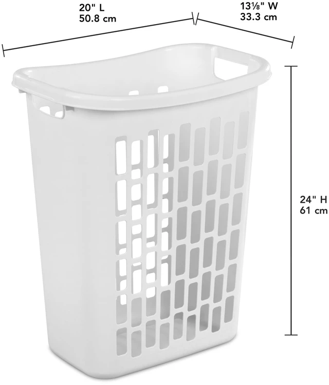 Alt view image 4 of 6 - Mainstays Rectangular Open Plastic Laundry Hamper, White, Adult, Narrow Spaces