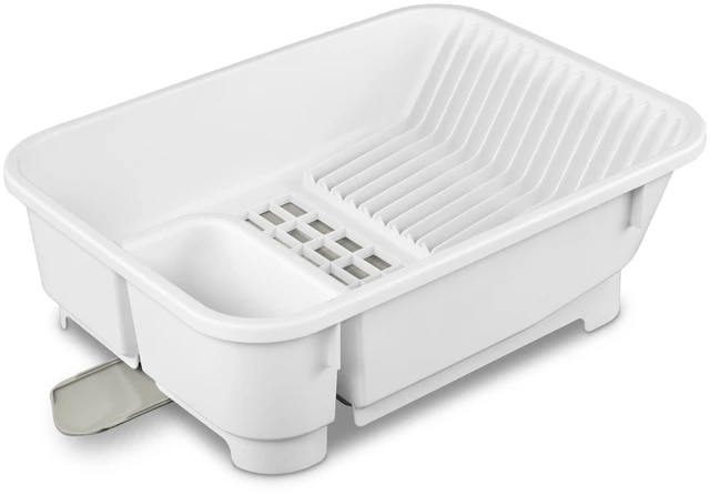 Main image of Mainstays Self-Draining Dish Drainer and Drainboard Sink Set with Retractable Spout, White