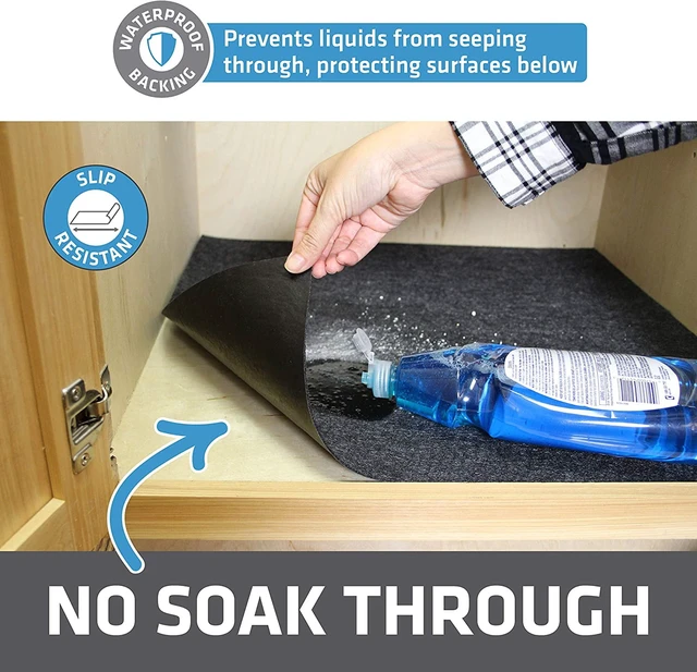 Alt view image 4 of 5 - Mainstays Under the Sink Mat Waterproof Shelf Liner and Cabinet Drawer Liner Large 35"X24" Cut to Fit
