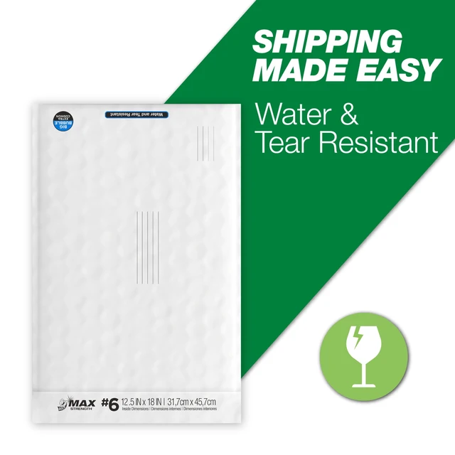 Alt view image 2 of 5 - Duck Max Strength Self-Sealing Big Bubble Poly Mailer #6, 12.5 x 18.5 Inches, Solid Print, 2 Pack