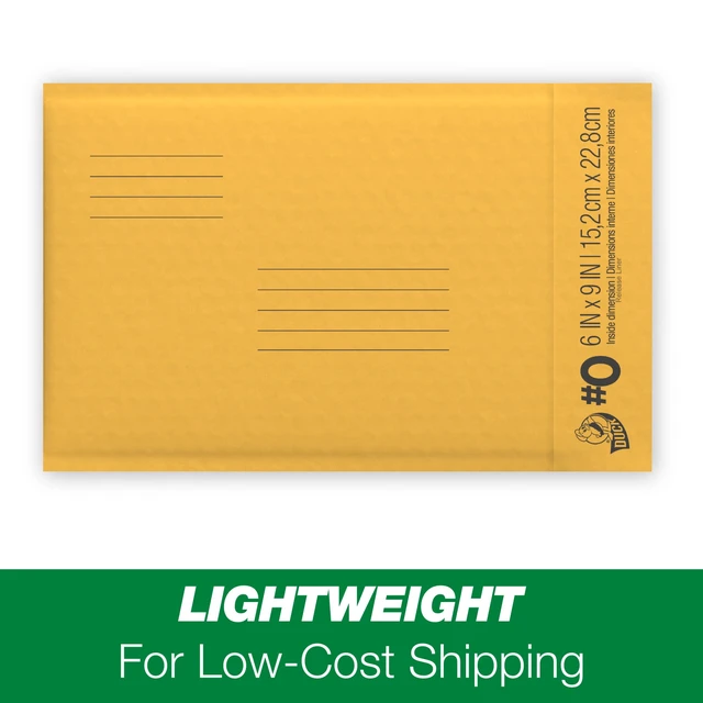 Alt view image 4 of 5 - Duck Self-Seal Kraft Bubble Mailer #0, 6" x 9", Solid Manila, 12 Pack