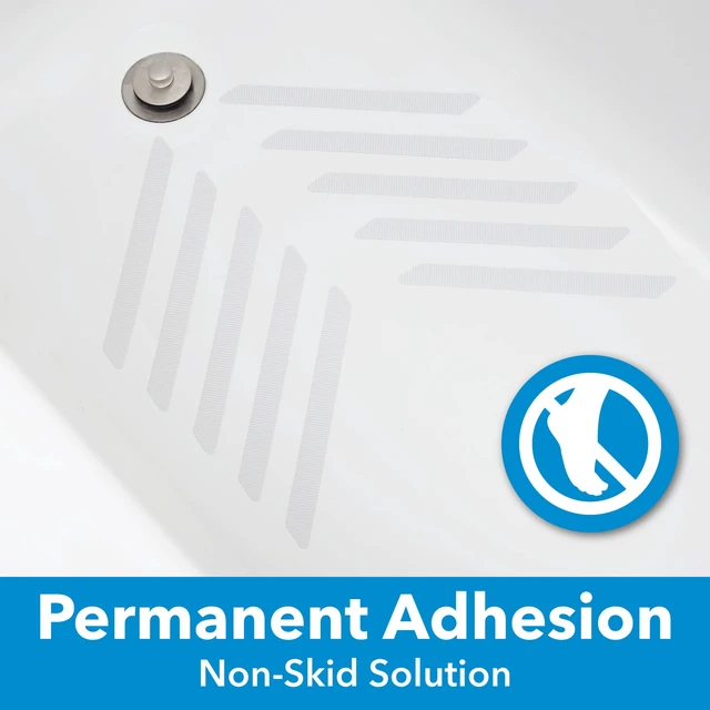Alt view image 4 of 5 - Duck Brand 8.75" x 0.75" Adhesive Bathtub Treads, White, 18 Count