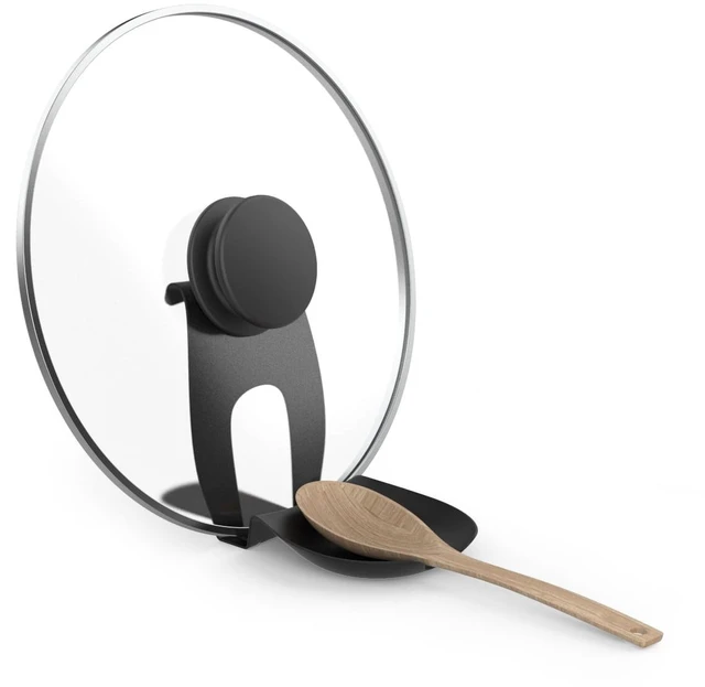 Alt view image 3 of 4 - Mainstays Black Metal Spoon Rest and Pot Lid Holder for Kitchen Stove Top Utensil and Lid Organizer