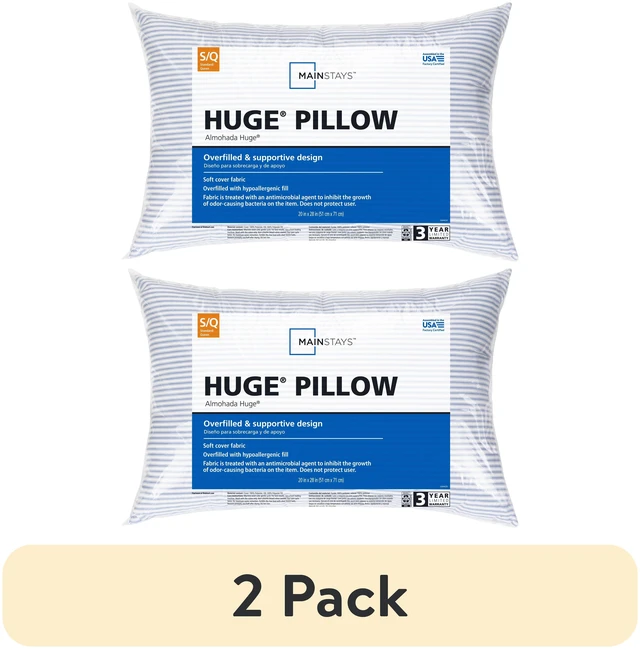 Main image of Mainstays Huge Overfilled Bed Pillow (2 Pack) - Standard/Queen