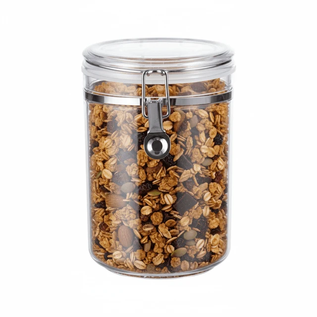 Alt view image 2 of 5 - Mainstays Classic Medium Round Food Storage Canister, 33.8 oz, Clear BPA-Free Plastic, Airtight, Stackable