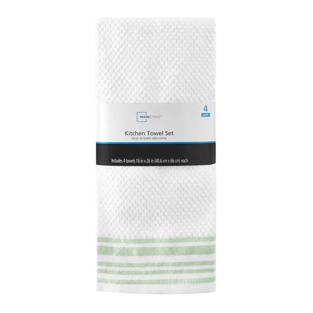 Alt view image 5 of 5 - Mainstays 4-Pack 16in x 26in Woven Kitchen Towel Set, Sage