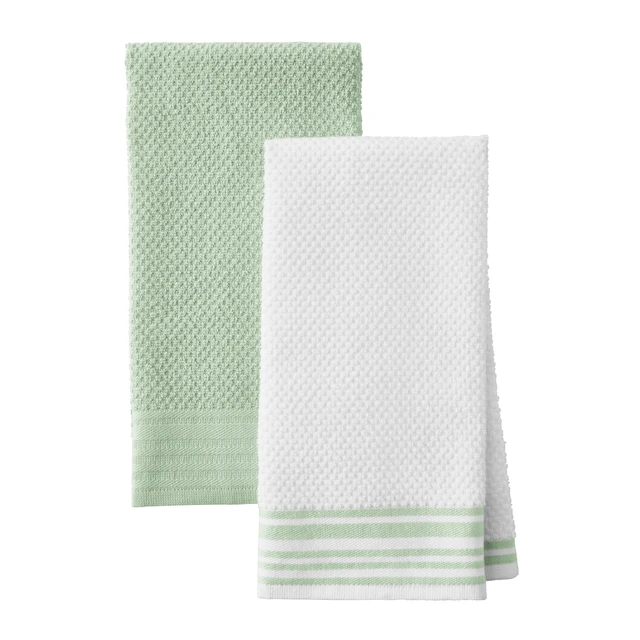 Alt view image 3 of 5 - Mainstays 4-Pack 16in x 26in Woven Kitchen Towel Set, Sage