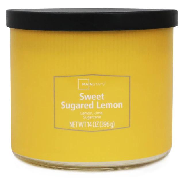 Alt view image 3 of 5 - Mainstays 3-Wick Textured Wrap Sweet Sugared Lemon Candle 14oz