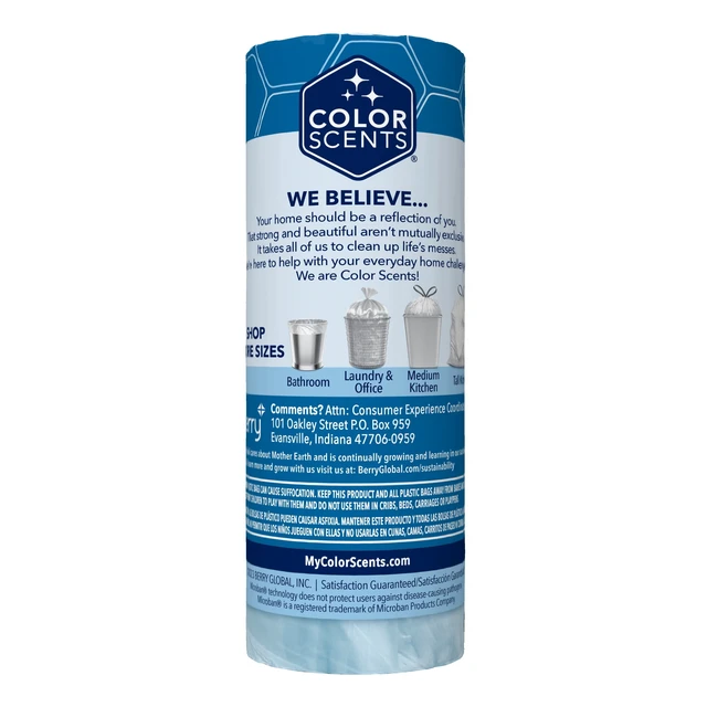 Alt view image 2 of 5 - Color Scents Ocean Mist Scent 4 Gallon Bathroom Trash Bags with Microban and Twist Ties, 80 Count