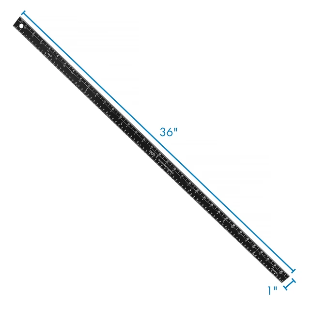Alt view image 6 of 6 - Logix 36inch Zero Read Aluminum Ruler with Hang Hole, Black