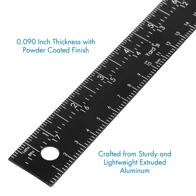 Alt view image 3 of 6 - Logix 36inch Zero Read Aluminum Ruler with Hang Hole, Black