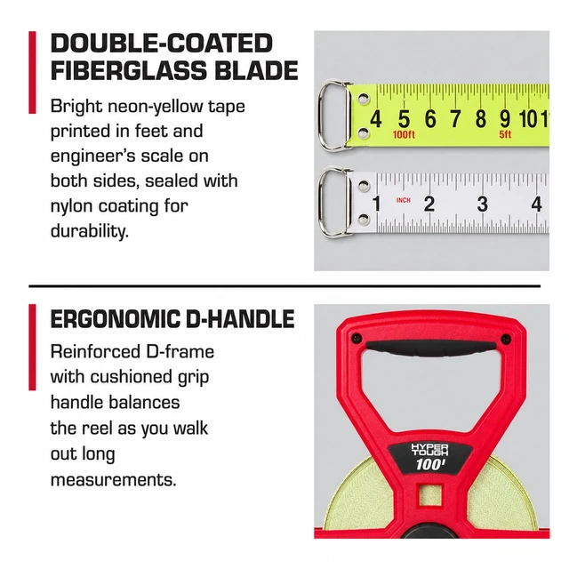 Alt view image 4 of 6 - Hyper Tough 100ft Fiberglass Tape Measure with Ground Stake