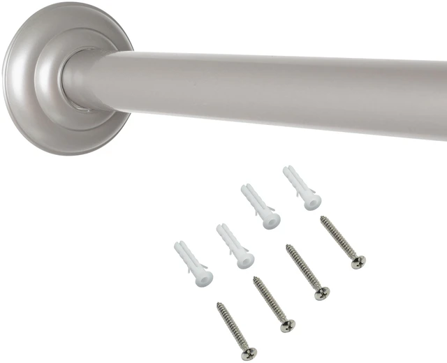 Main image of Mainstays Adjustable Wall-Mount Metal Shower Curtain Rod, 41" - 72", Nickel, Need to Drill
