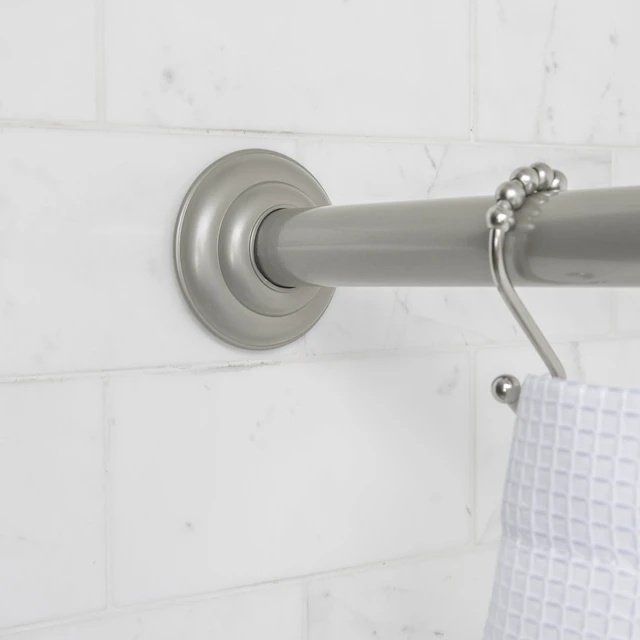 Alt view image 5 of 6 - Mainstays Adjustable Wall-Mount Metal Shower Curtain Rod, 41" - 72", Nickel, Need to Drill