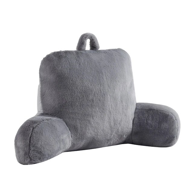 Alt view image 6 of 6 - Mainstays Faux Fur Plush Backrest Pillow, Gray, 18.5in x 32.5in x 10in