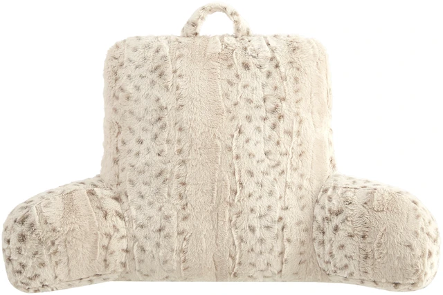 Main image of Mainstays Faux Fur Backrest Pillow for Adults, Snow Leopard