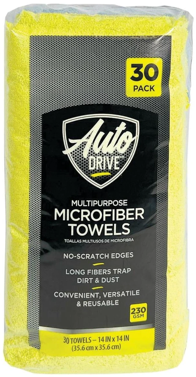 Main image of Auto Drive Microfiber Cleaning Towels Multipurpose, 14in x 14in, 30-Pack, Multicolor