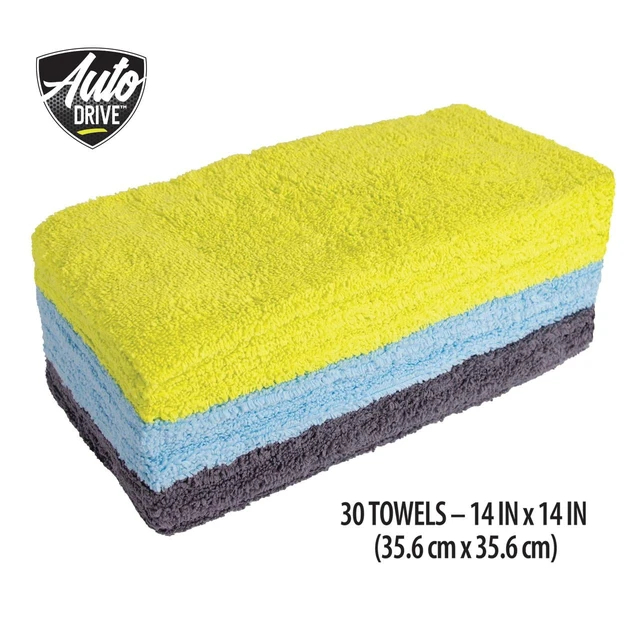 Alt view image 4 of 6 - Auto Drive Microfiber Cleaning Towels Multipurpose, 14in x 14in, 30-Pack, Multicolor