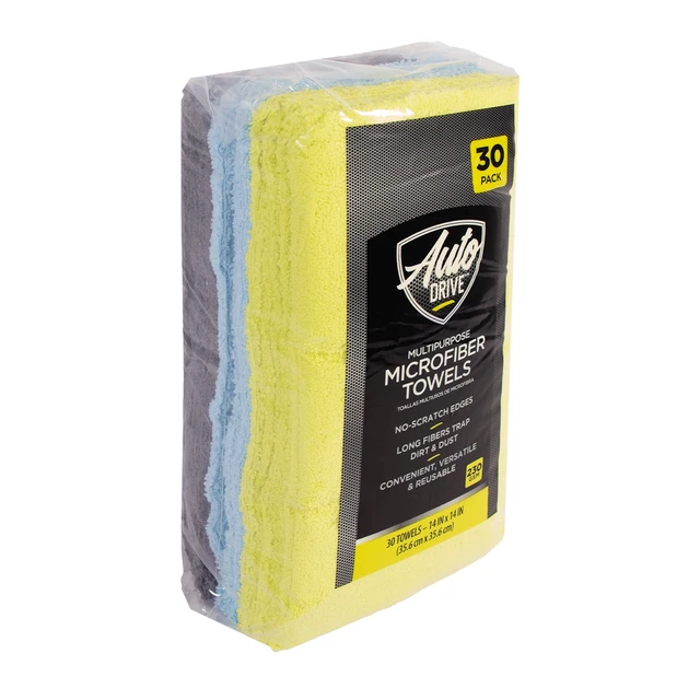 Alt view image 6 of 6 - Auto Drive Microfiber Cleaning Towels Multipurpose, 14in x 14in, 30-Pack, Multicolor