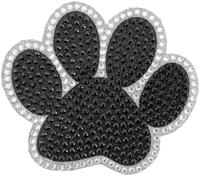Main image of Auto Drive Rhinestone Animal Paw Vinyl Car Sticker Decal, Black, White, 4.5" x 5.25"