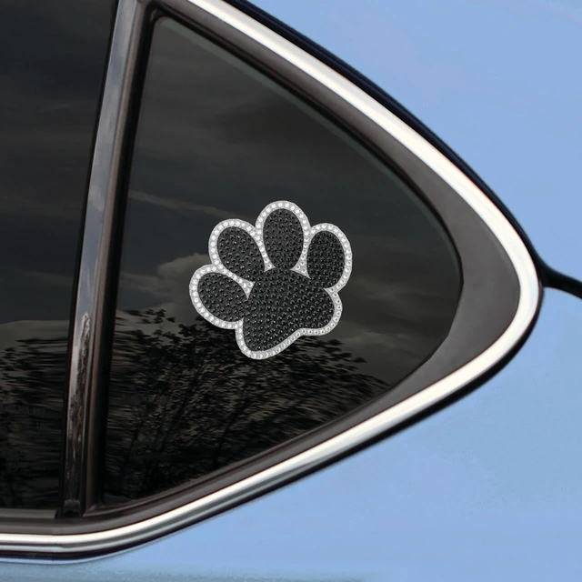 Alt view image 4 of 5 - Auto Drive Rhinestone Animal Paw Vinyl Car Sticker Decal, Black, White, 4.5" x 5.25"