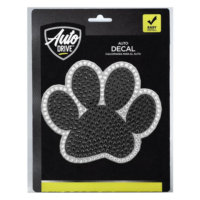 Alt view image 3 of 5 - Auto Drive Rhinestone Animal Paw Vinyl Car Sticker Decal, Black, White, 4.5" x 5.25"