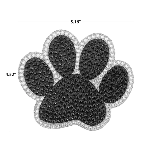 Alt view image 2 of 5 - Auto Drive Rhinestone Animal Paw Vinyl Car Sticker Decal, Black, White, 4.5" x 5.25"