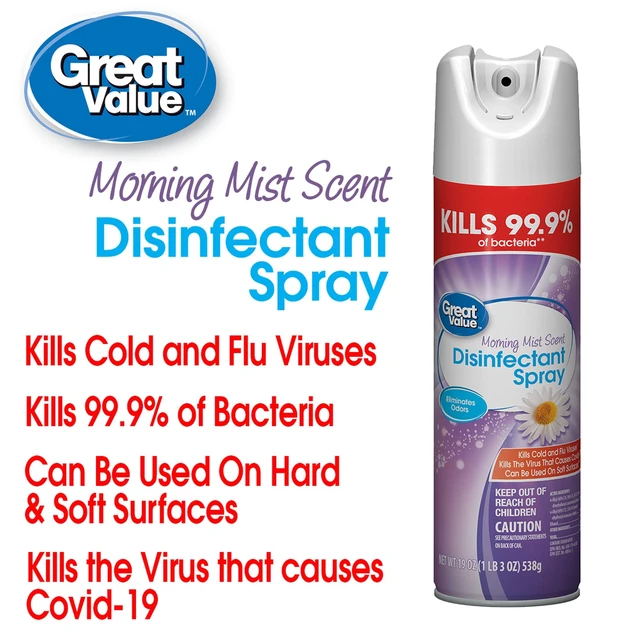 Alt view image 5 of 6 - Great Value Disinfectant Spray, 19oz, Morning Mist Scent