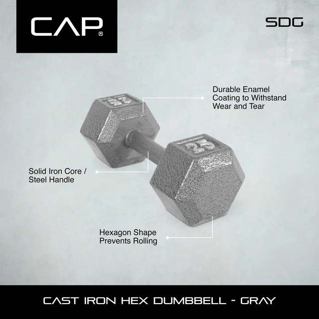 Alt view image 3 of 6 - CAP Barbell 10lb Cast Iron Hex Dumbbell, Single