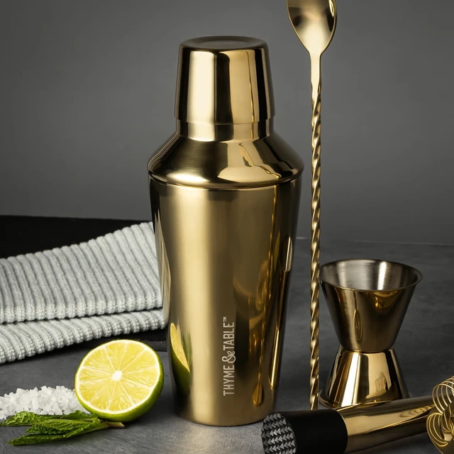 Alt view image 3 of 5 - Thyme & Table Stainless Steel Gold Cocktail Shaker