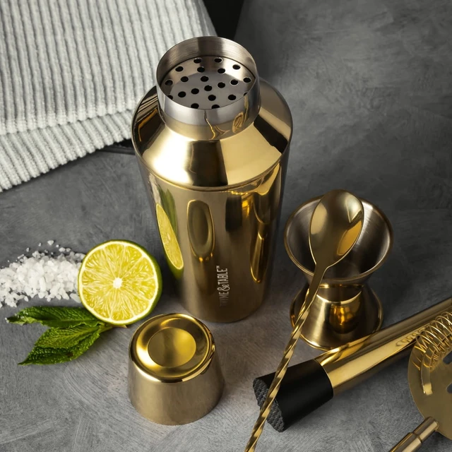 Alt view image 4 of 5 - Thyme & Table Stainless Steel Gold Cocktail Shaker