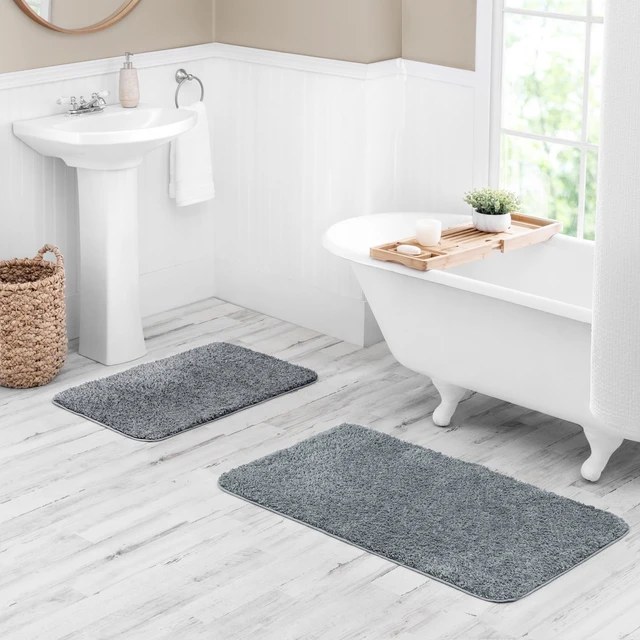 Alt view image 3 of 6 - Mainstays Basic Polyester Bath Rug 20in x 32in, Grey
