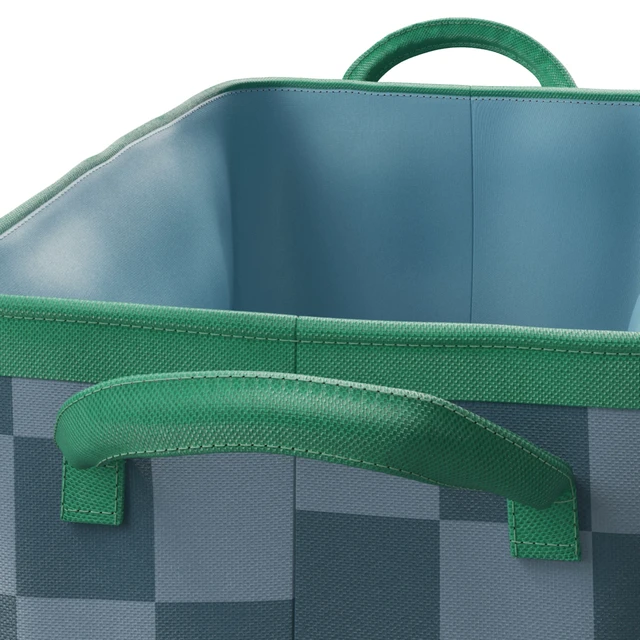 Alt view image 5 of 5 - Mainstays Kids Medium Blue Checkered Canvas Storage Basket with Handles