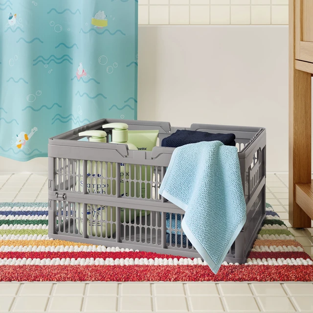 Alt view image 3 of 6 - Mainstays Kids Collapsible Storage Basket with Handles, Large, Gray